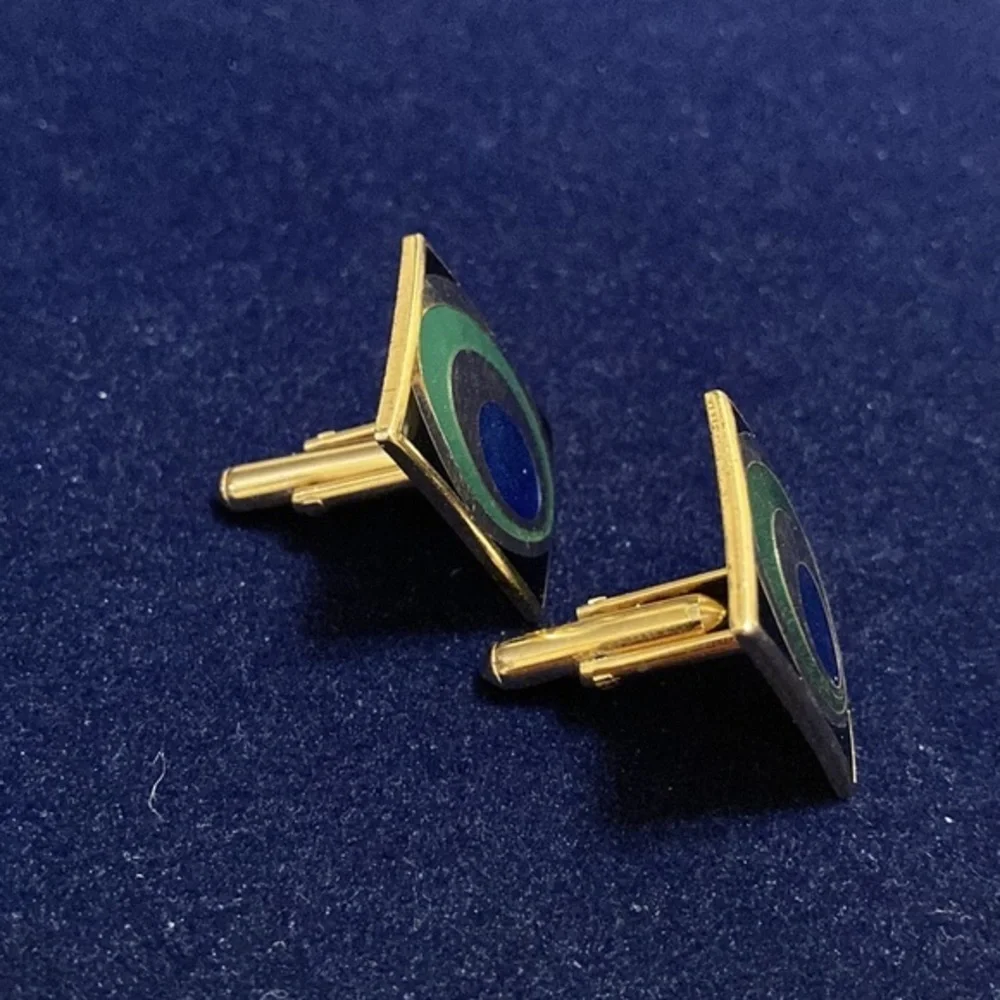 Men’s geometric circles with a circle colorful cufflinks